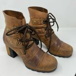 Sorel  Addington Lace‎ Up Waterproof Leather Moto Military Bootie size 9.5 Photo 0