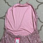 Edikted  Sparkling Pink Sequin Open Back Halter Mini Dress, size large Photo 10