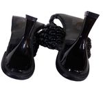 WSKEISP BLACK FAUX LEATHER BRAIDED STRAPS SQUARE HEEL MULES (38) Photo 8