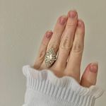 Double Halo Marquise Silver Mid Century Statement Ring “Salome” Glam Cocktail Jewelry Photo 1