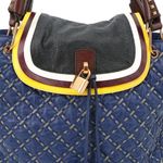 Marc Jacobs  Navy Blue Leather Quilted Woven Mackenzie Flap Tote Bag Purse Photo 1