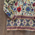 Vintage Hand Made for Karavan Block Printed Long Sleeve Cotton Top Size Medium Photo 5