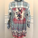 Aratta Silent Journey Plaid & Floral Boho Button Down Tunic Top | Size S Blue Photo 4