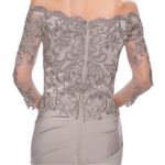 La Femme New! 29324 Satin Mermaid Gown with Off the Shoulder Lace Size 18 $498 Photo 4