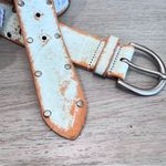 Linea Pelle Pale Green Leather And Ribbon Distressed Boho Belt Size S City Chic Photo 3