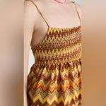 SWF A Line Dress zigzag Patterned smocked Summer Dress size small Gold Photo 3