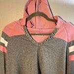 Bobbie Brooks Gray and Pink Raglan Sweatshirt Hoodie SZ XL Lightweight Pullover Photo 2