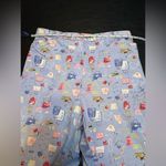 Southern Lady Blue Ankle Cropped Pants with Feminine Print size 12 Size M Photo 4