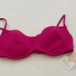 Becca by Rebecca Virtue Hot pink ribber underwire bikini top Medium NWT Photo 2