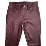 7 For All Mankind  Merlot Burgundy Faux Leather Knee Seam Coated Jeans Size 27 Photo 0