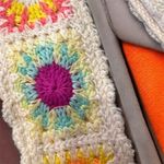 Boho Embroidery Multicolor Crochet Flower Adjustable Purse Strap White Photo 3