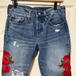 Levi's Levi’s 501 Rose Embroidered Distressed Button-fly Cropped Jeans 26 Photo 6