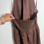 Loft NWOT  Beach Linen Halter Open Back Jumpsuit In‎ Brown Minimalist Size XL Photo 8