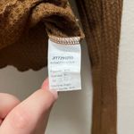 SheIn  Waffle Knit Brown Long Sleeve Mock Neck Crop Top Scalloped Hem Size Large Photo 5