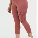 Torrid  Floral Embroidered Crop Premium Legging 0 Large Dusty Pink Photo 0