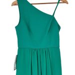 Adrianna Papell Botanical Green One Shoulder Chiffon Skirt Dress size 6 Slit NWT Photo 3