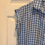 CJ Breeze Blue White Gingham Gauze Sleeveless Button Down Shirt Women Large Photo 1