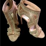 Casadei  womens open toe leather heels size 7 Rhinestones Photo 4