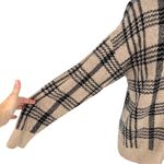 Joie  Plaid Cardigan V-Neck Sweater Beige Black Size Large Photo 4