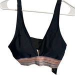 Blooming Jelly  Womens swimsuit top L Black Multicolor Zigzag Band Adjustable Photo 0