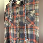 Oli & Hali Red and Navy Flannel Hooded Button Up Top size small Blue Photo 2