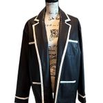 By Egries Faux Vegan Leather jacket Blazer Black Size Large NWT Contrast trim Photo 0