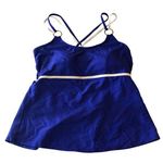 Venus  Tankini Top Molded Cups Ring Detail Contrast Trim Blue White 12 Photo 0