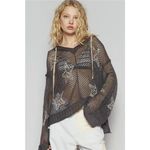 POL ‎ Star Openwork Long Sleeve Hooded Knit Cover Up Photo 1