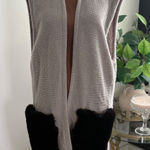 Sleeveless Cardigan Duster Vest with Faux Fur Pockets Photo 0