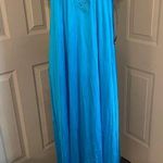 Vanity Fair  NWT old stock peacock blue long gown slip dress short sleeve size S. Photo 0