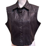 Wrangler Vintage  Western Vest Women XL Black Studded Button Front Cowboy Photo 0