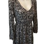 Abercrombie & Fitch Fit N Flare Mini Dress Black White Printed LS Size M BTS Photo 1