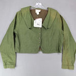 APRIL CORNELL Green Crop Eleanor Blouse Sz M Romantic Cottagecore Jacket Size M Photo 0