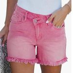 luvamia Crossover Waist Denim Shorts Size S Pink (Snow Wash) New With Tag Photo 0