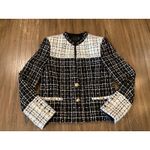 Alice + Olivia  Jaydn Combination two tone Tweed Jacket Black ecru blazer 0 NWT Photo 5