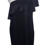  One Shoulder Black Satin Mini Dress Size XS Krisa Black Dress Photo 0