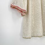 Free People  Embroidered Knit Tunic Top Cream Multi Color Bell Sleeve Boho Size S Photo 2