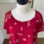 Rising International Red Shift Dress Chiffon Bird Print XL Photo 4