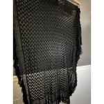 Fringe Shawl Wrap Womens One Size Black Open Knit Poncho Boho Festival Photo 7