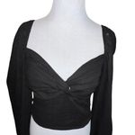 Lulus Women Black Twist Front Sweetheart Neckline Blouse Linen Blend Size Small Photo 1