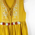 Altar'd State Small Top Elodie Yellow Embroidered Tassel Boho Sleeveless 456 Photo 4