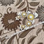 Vintage Necklace Gold & White Statement Medallion Bib Costume Jewelry Large Photo 4