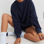Aerie Women’s Sz M Navy The Chill Cozy Crew Textured Oversized Sweatshirt Photo 0