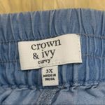 Crown & Ivy embroidered drawstring chambray shorts Photo 3