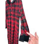 Karin Stevens Vintage Red Black Plaid Maxi Dress Velvet Collar Button Front 14 Photo 2