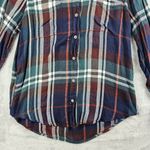 Lucky Brand  Button Up Long Sleeve Shirt Epaulettes Blue Red Womens Size Medium Photo 2