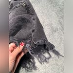 Abercrombie & Fitch high rise mom Black Denim Frayed Shorts Photo 3