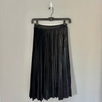 Endless Rose Faux Leather Pleated Midi Skirt in Black Photo 1