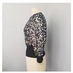White House | Black Market Sequin Zipper Sweater Silver & Black Knit Bomber Jacket Photo 2