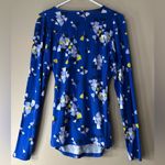 Boden Floral Jersey Surplice Top in blue with white and yellow accents size 6 Photo 4